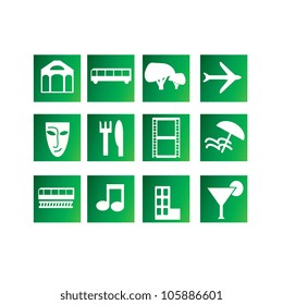 Set of entertainment and travel buttons