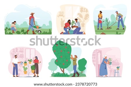 Similar – Image, Stock Photo Man tending to vibrant microgreens in indoor farm