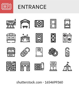 Set Of Entrance Icons. Such As Ticket, Raffle, Pergola, Carpet, Door, Ticket Office, Red Carpet, Do Not Disturb, Maze, Arch, Entrance, Circus Tent , Entrance Icons