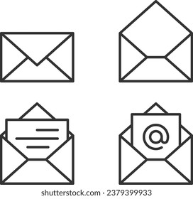 Set envelop icons letter. Envelope icon vector template. Mail symbol element. Mailing sign for web or print design.