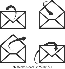 Establece la letra de iconos envueltos. Plantilla vectorial de icono sobre. Elemento de símbolo de correo. Firma de correo para diseño web o de impresión.