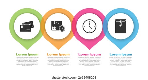 Set Envelope, Cardboard box and fast time, Fast time delivery and Envelope. Business infographic template. Vector