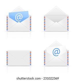 Set of envelope with email isolated on white background, illustration.