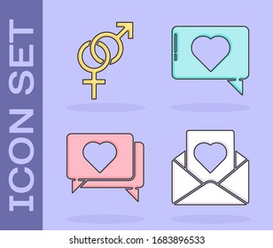 Coloque sobre con corazón, género, me gusta y corazón y me gusta y corazón icono. Vector