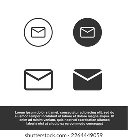 Set envelope icon in black and white colour