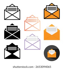 Set Envelope Icon. Editable Stroke. Can be used for website UI and mobile applications.
