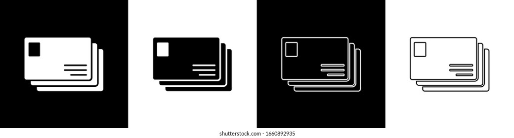Set Envelope Symbol einzeln auf schwarz-weißem Hintergrund. E-Mail-Nachrichtenbriefsymbol. Vektorillustration-Illustration