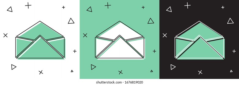 Set Envelope icon isolated on white and green, black background. Email message letter symbol.  Vector Illustration