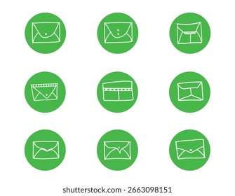 set of envelope icon outline with various shape.eps