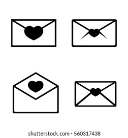 Set envelope icon, Valentines Day, flat design template, vector 