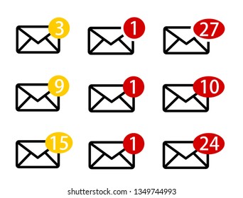 Set of envelope icons with message sign vector 