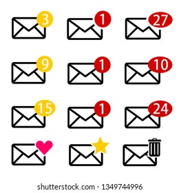 Set of envelope icons with message sign vector 