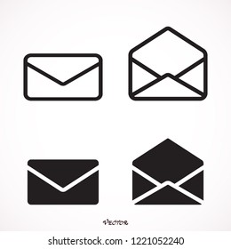 set Envelope Icons in trendy flat style isolated on white background. Mail symbol for your web site design, logo, app, UI. Vector illustration, EPS10.