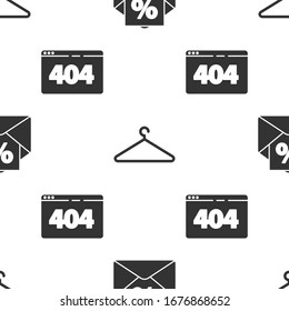 Ponga sobre con un descuento de interés, guardarropa y página con un error 404 en el patrón sin problemas. Vector