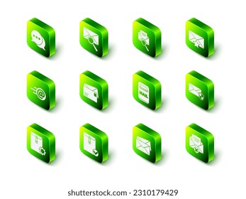 Set Envelope with magnifying glass, star, shield, Delete envelope, Mail box,  and and check mark icon. Vector