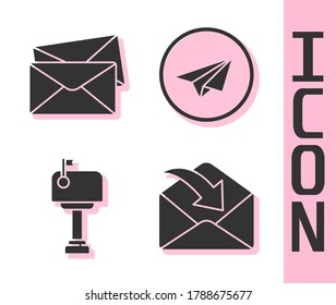 Set Envelope, Envelope, Mail box and Paper plane icon. Vector