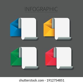 conjunto de sobres con papel de nota infografía . concepto de mensaje de correo. Ilustración del vector