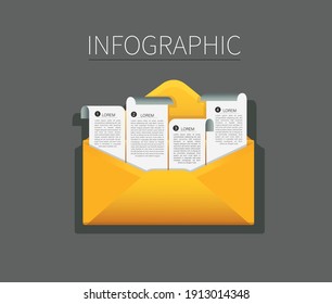 set of envelope with note paper infographic . mail message concept. Vector illustration