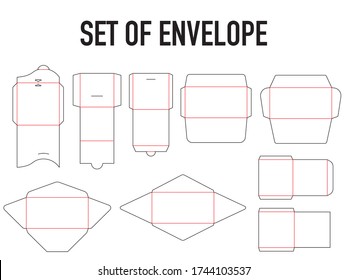 Set Of Envelope Packaging Design Template Die Cut - Vector