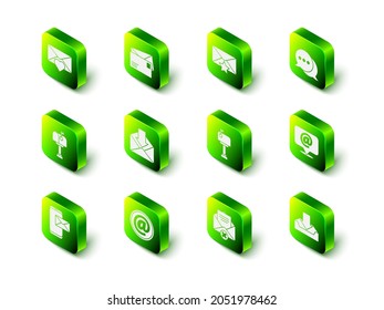 Set Envelope, with star, Speech bubble chat, Mail and e-mail on speech, Download inbox, Delete envelope and  icon. Vector