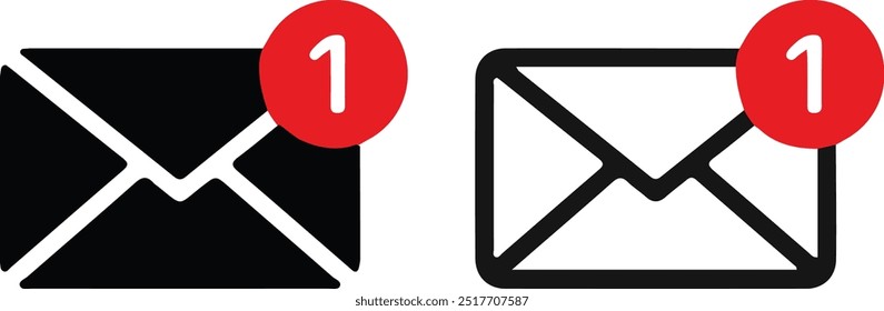 set of envelope symbol with notification