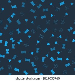 Ponga sobre con el corazón de San Valentín, forma de globo, Género y corazón el cristal de la luna central en un patrón ininterrumpido. Vector.