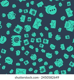 Set Envelope with Valentine heart, Speech bubble chat, Address book and Delete envelope on seamless pattern. Vector