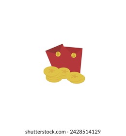 set of envelopes in Chinese New Year red illustration