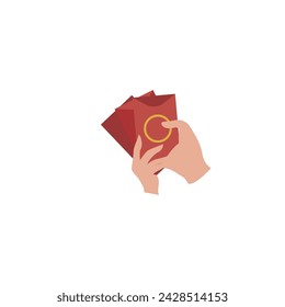 set of envelopes in Chinese New Year red illustration