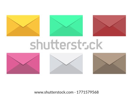 Set of envelopes icons with the image of a closed letter. Delivery of correspondence or office documents. Vector illustration eps 10