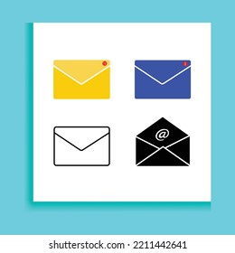 Set of envelopes icons with a picture of a closed letter. Paper document enclosed in an envelope. Delivery of correspondence or office documents. Vector illustration.