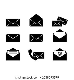 Set of envelopes letters icons