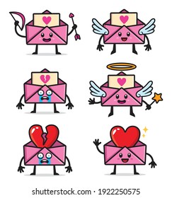conjunto de sobres diseño de caracteres de amor