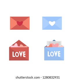 A set of envelopes with love letters. Valentine's Day. Flat style.Eps10.