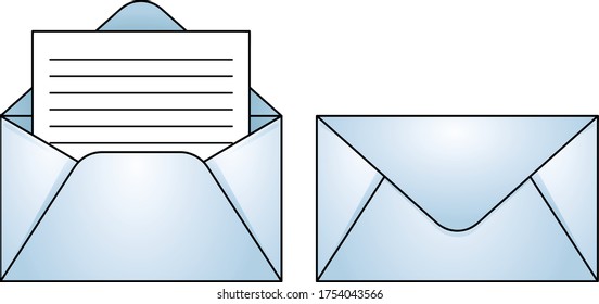 set of envelopes, open with letter and sealed. business icon on flat design.