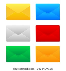 set of envelopes. postal envelope icon isolated on blue background. unread email message. Vector illustration