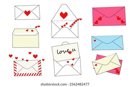Set of envelopes, presents for Valintine