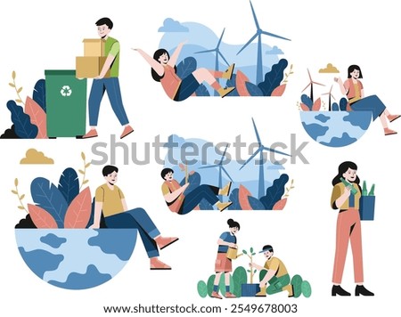 a set of enviroment day set illustration