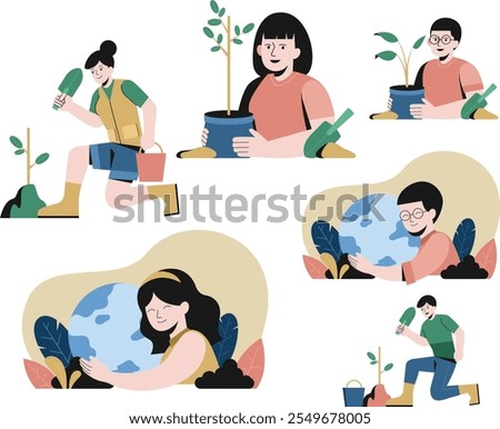 a set of enviroment day set illustration