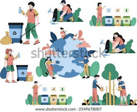 a set of enviroment day set illustration