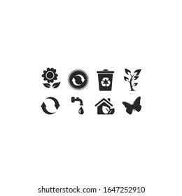Set of Environment Ecology Leaf Life and Symbol