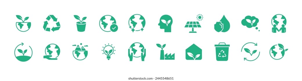 set of environment icons, ecology, sustainable, 