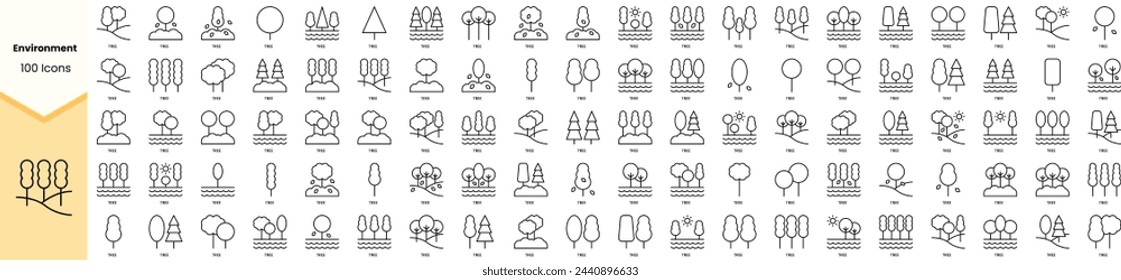 Set of environment icons. Simple line art style icons pack. Vector illustration