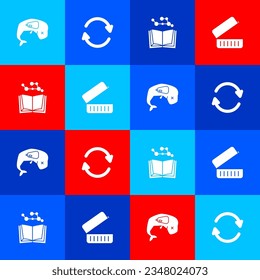 Set Environment protection whale dead, Refresh, Open book and Lunch box icon. Vector