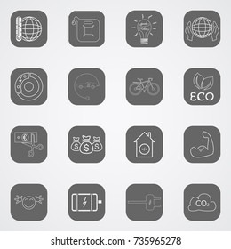 Set of environmental, business and technology icons. Vector illustration.