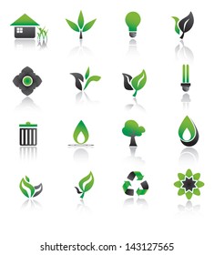 Set of environmental green icons.