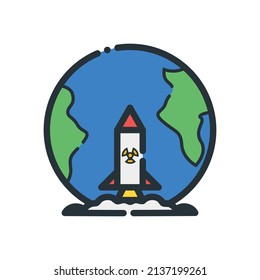 Conjunto de iconos de línea de color relacionados con el medio ambiente. Ecología y coloridos íconos lineales sobre la naturaleza. Colección de señales de vector de línea de color plana ecológica.