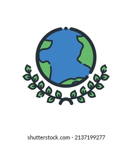 Set of environmental related colored line icons. Ecology and colorful linear icons about nature. Eco-friendly flat color line vector sign collection.