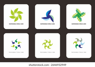 SET Environmental vector logo Sustainable circle: Symbol of Harmony of Nature and Humans	