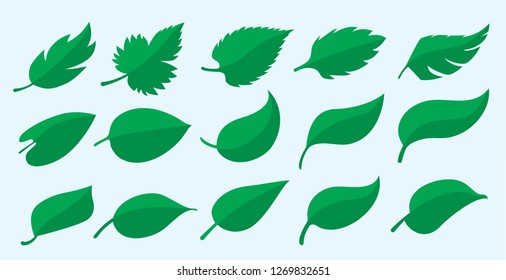 set of environmentally friendly fresh eco renewable symbolic sustainable natural foods organic icons logo leaf / leaves 